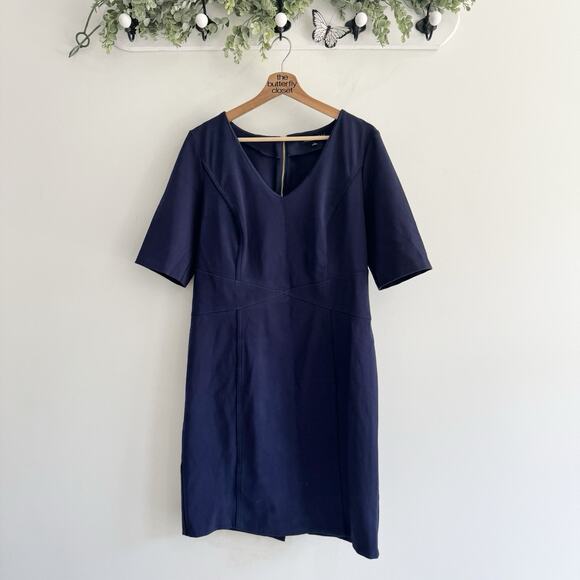Eloquii Plus Size Navy Ponte Knit Sheath Dress Size 14 CP - Picture 1 of 4